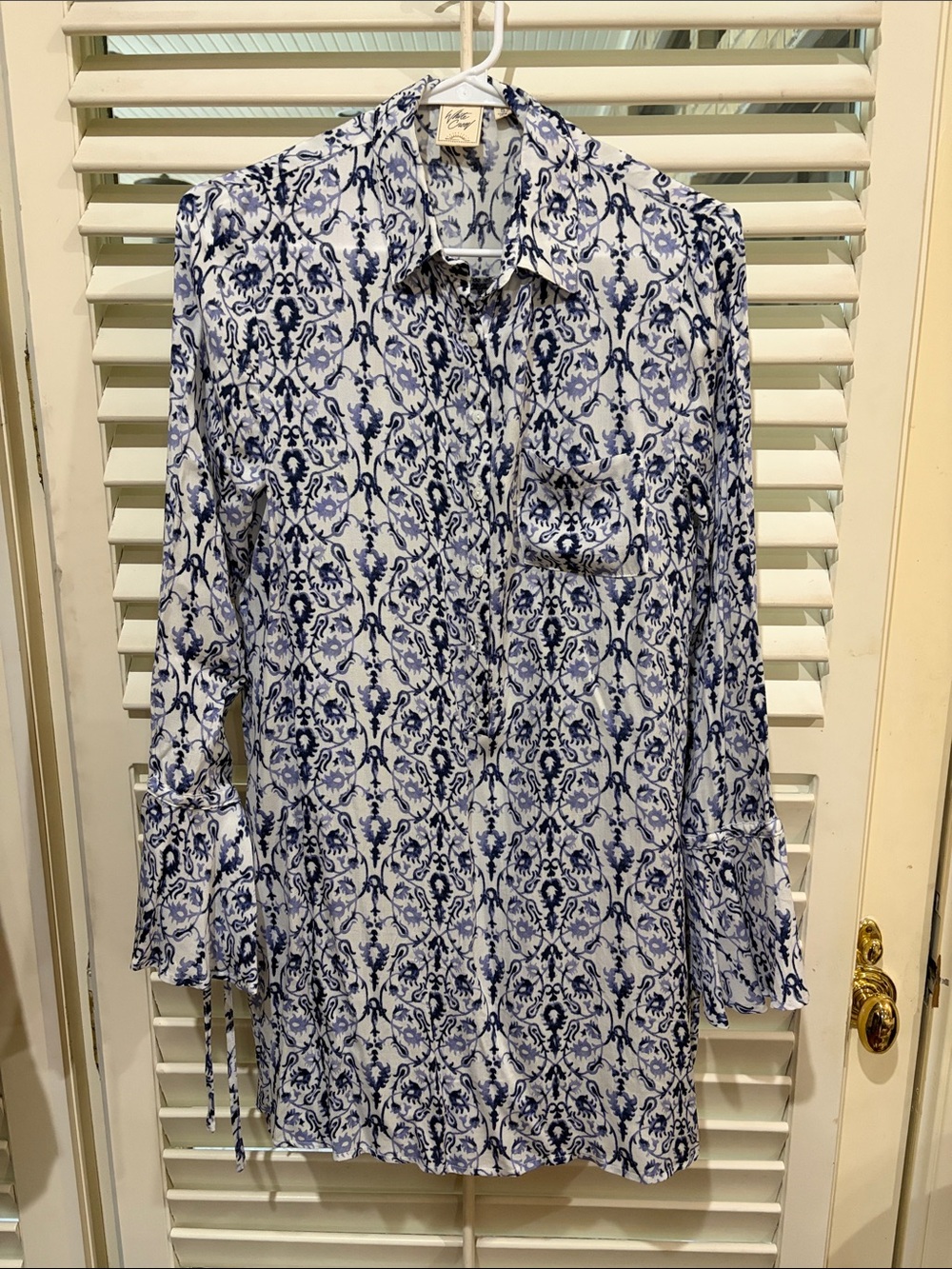 White Crow Blue & White Patterned Women’s Button-Up Dress.Size Small